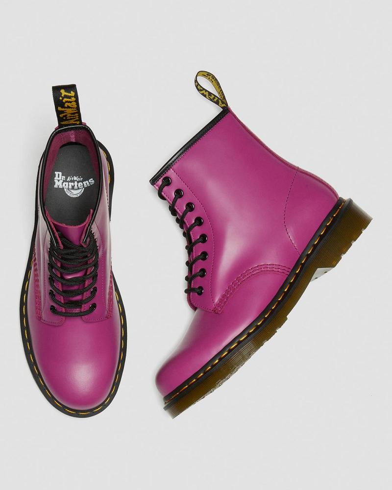 Pink Women's Dr Martens 1460 Smooth Leather Lace Up Boots | CA 203KOR